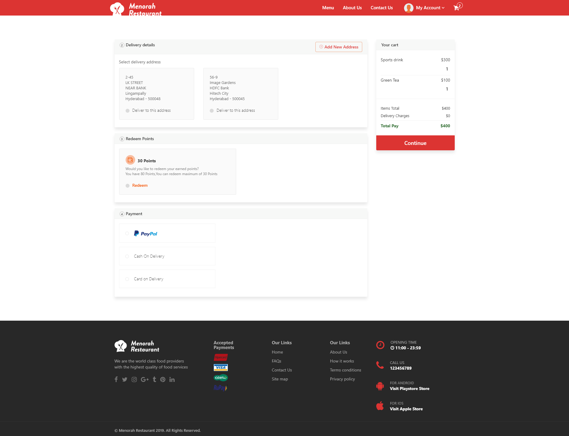 Menorah Restaurant Restaurant Food Ordering System by DigiSamaritan